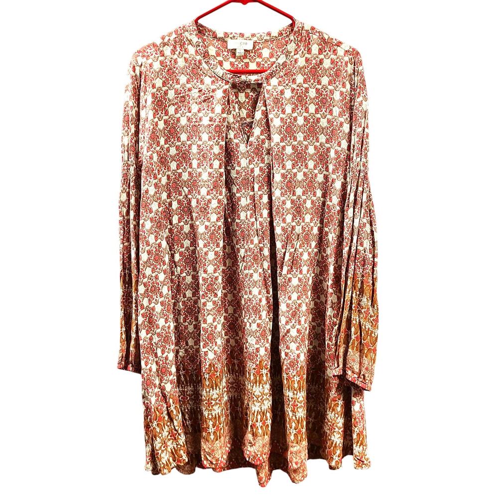Umgee Layered Tunic Dress with Tie-back, Boho Cottage Style, NWT Womens Midi Lg